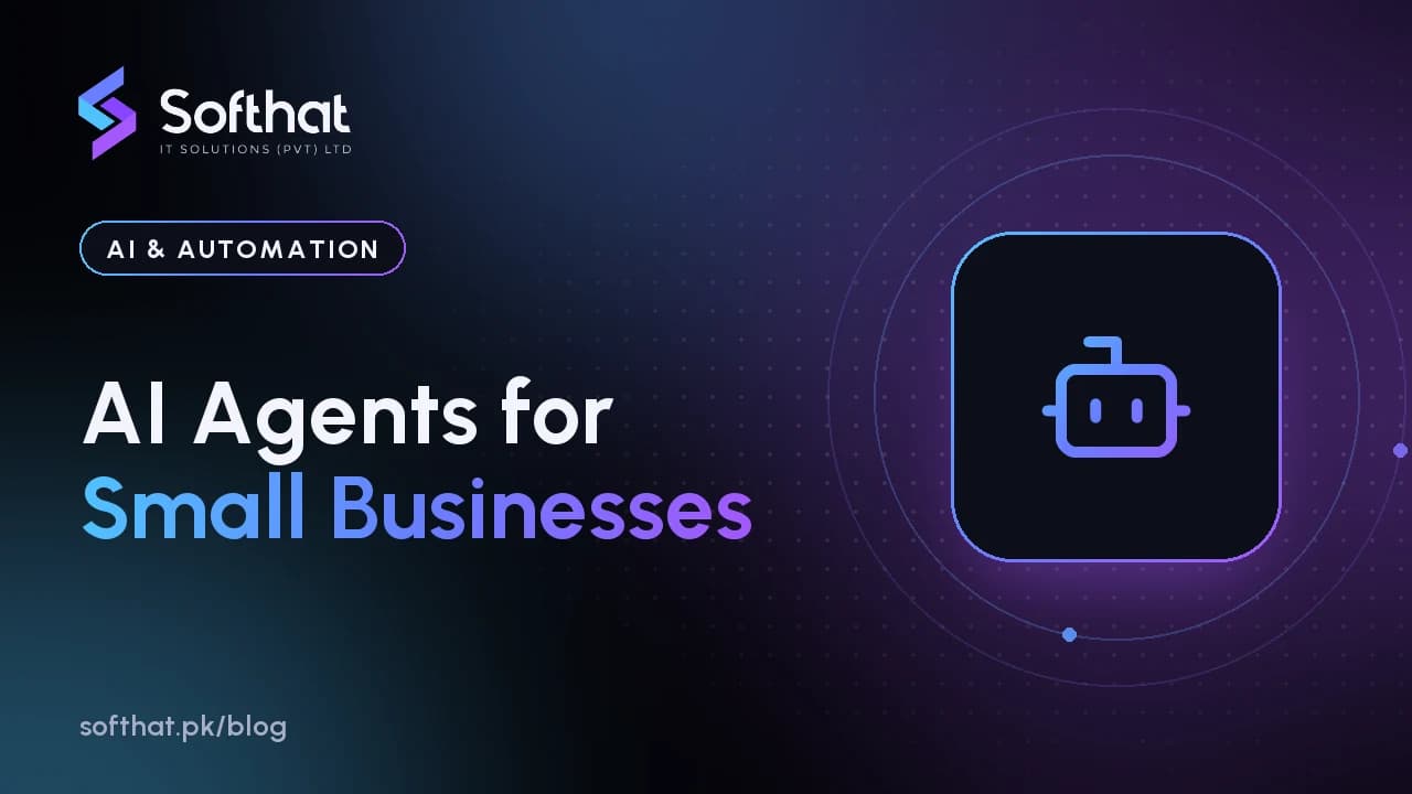 AI agents for small businesses, showing an assistant connecting customer messages, orders and a CRM
