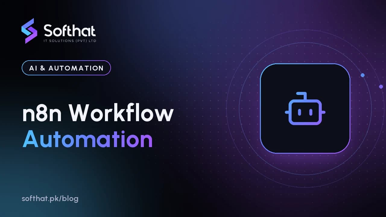 n8n workflow automation guide showing connected trigger, AI and action nodes